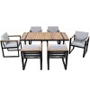Patio Dining Set, 7 Pcs Dining Set with Chairs and Table, 6 Seat Dining Set, Dining Set with Steel Frame and PE Cushions-Coolbibila - 2 of 4