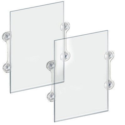 Clear Acrylic Double-Sided Sign Holder with Suction Cups, 2-Pack