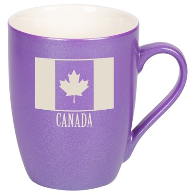 Elanze Designs Canada Canadian Flag 10 Ounce Ceramic Laser-Etched Engraved Drinkware Mug, Metallic Passion Purple