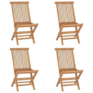 vidaXL Folding Patio Chairs 4 pcs Solid Teak Wood - 1 of 4