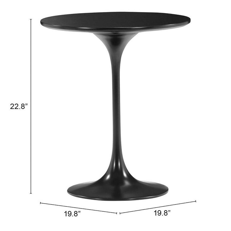 Mid-Century 23" Round Bevel Edge and Tulip Base End Table - Black - ZM Home, 5 of 10