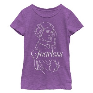 Girl's Star Wars Fearless Princess Leia Outline T-Shirt - 1 of 3