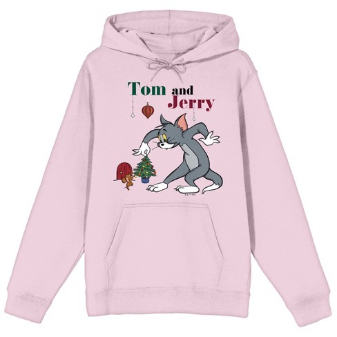 Tom & Jerry Christmas Chase Long Sleeve Cradle Pink Adult Hooded Sweatshirt - image 1 of 2