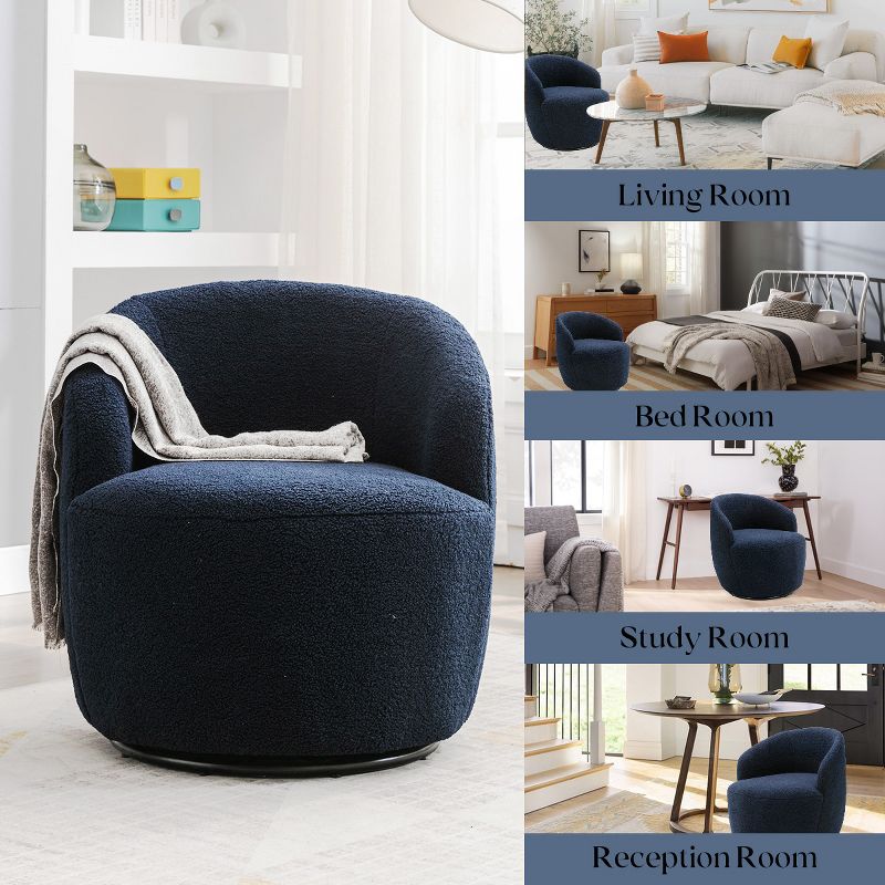 Fannie Set Of 2 Teddy Swivel Chair,25.60'' Wide Small Size Teddy Accent Chairs,Upholstered 360° Swivel Barrel Chair-The Pop Maison, 4 of 10
