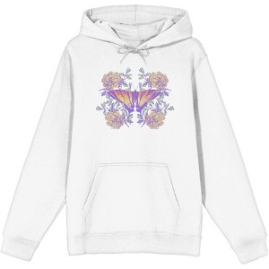 Vintage Floral Gradient Butterfly Adult Long Sleeve Hoodie - 1 of 2