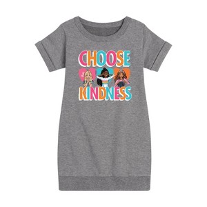 - Barbie - Multi-Color Choose Kindness Graphic Short Sleeve Fleece Dress - 1 of 3