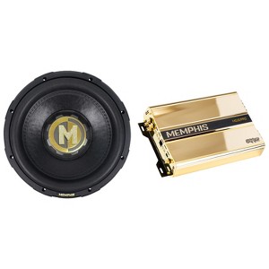 Memphis Audio 60th Anniversary MJP1222 MOJO Pro Series 12" Component Subwoofer with Gold 60th Anniversary MJP1500.1 Monoblock Subwoofer Amplifier - 1 of 4