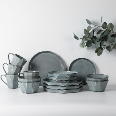 12-Piece Matte Stoneware Dinnerware Set, Gray