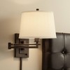 Franklin Iron Works Easley Rustic Farmhouse Swing Arm Wall Lamp Matte Bronze Plug-in Light Fixture Fabric Drum Shade for Bedroom Bedside Living Room - 2 of 4