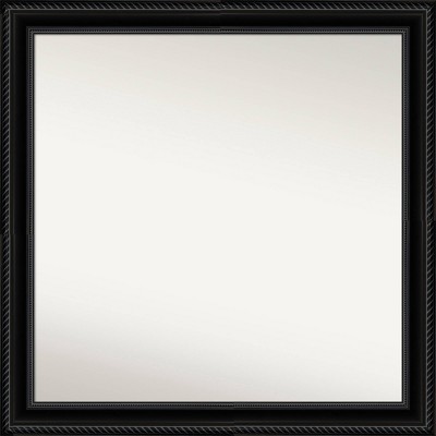 Amanti Art 30"x30" Non-Beveled Corded Black Wall Mirror : Modern Square Polystyrene Frame, Includes Mounting Hardware