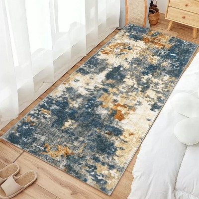 Washable Modern Abstract Rug, Foldable Low-Pile Non-Slip Floor Mat for Living Room, Bedroom, Kitchen, Dining Room Home Decor
