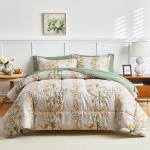 Hachikiko 2-Piece Twin Comforter Set, Floral Printed Bedding Set with 1 Pillowcase, Soft and Lightweight, Perfect for Spring & Summer - 1 of 4