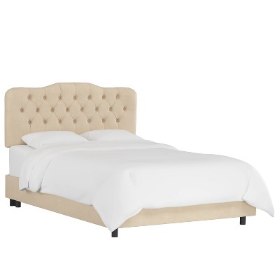 Queen Tufted Bed Velvet Pearl - Skyline Furniture