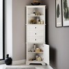 Bathroom Storage Cabinet, Triangle Storage Cabinets with 3 Drawers & Adjustable Shelf, Tall Corner Cabinet for Bath Room - Leovsnove - 2 of 4