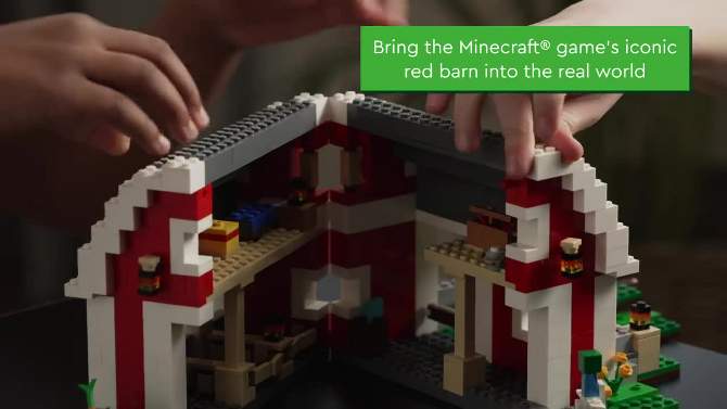 LEGO Minecraft The Red Barn Set with Toy Farm Animals 21187, 2 of 11, play video