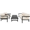 Fred 4-Piece Simple Design Patio Conversation Set, Steel Frame Sofa Set with Large Size Coffee Table, Outdoor Furniture - Maison Boucle - 3 of 4