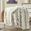 Itopfox Solid Cozy Fuzzy Ruched Faux Rabbit Fur Throw Blanket, Decorative Shaggy Fluffy Raffle Blanket for Couch Sofa Soft Cute Accent Furry Blankets - 3 of 4