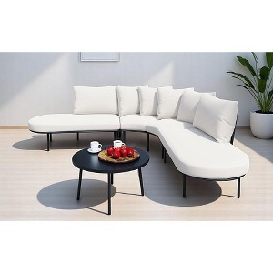 Mshliw Outdoor Patio Furniture Set - 6-Piece Modular Sectional Sofa with Coffee Table, Cushion–  Patio Seating for Garden, Backyard, Deck, Porch - 1 of 4