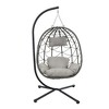 Single Wicker Hanging Swing Egg Chair with Stand and Cushions for Indoor/Outdoor - 2 of 4