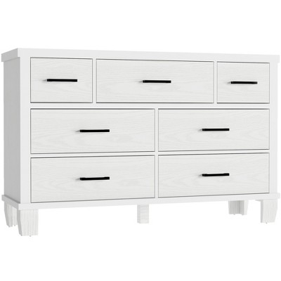Zstar Dresser with 7 Drawers, Chest of Drawers Closet with Metal Handle, Wooden Dresser Organizer for Bedroom, Living Room