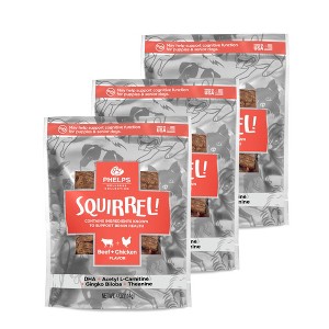 Phelps Wellness Collection Squirrel Attention Focusing Beef & Chicken Flavor Dog Treats 4.5 oz, 3 Pack - 1 of 3