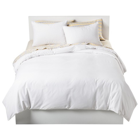 White Solid Cotton Blend Duvet Cover Set King 3pc Room