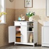KTMBDW Double-Door Storage Cabinet with 2, Adjustable Panels, 1 Drawer and 3 Side Shelves for living room, Bathroom, White - 3 of 4