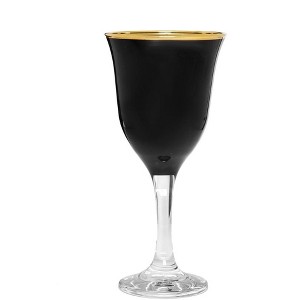 Classic Touch Set of 6 Clear Stem Water Glasses with Gold Rim - 1 of 3