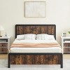 Full Size Bed Frames with Headboard, 14 Inch Classic Wood and Metal Platform Bed Frame Mattress Foundation, Under Bed Storage, Easy Assembly, Grey - 3 of 4