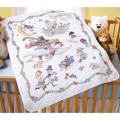 Bucilla Stamped Cross Stitch Crib Cover Kit 34"X43"-Mary Engelbreit Mother Goose