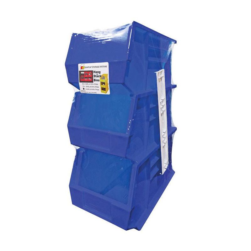 Quantum Storage 8-1/4 in. W X 13-3/4 in. H Stack and Hang Bin Polypropylene 3 pk Blue, 1 of 2