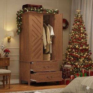 WAROBE（和ローブ） / TAN WA Y SHIRT（SIZE2） V Shape Armoire Wardrobe Closet with 2 Doors and 2 Drawers, 71.06