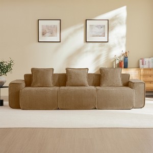 AENKYO Modular L-Shaped Sectional Sofa, 140" Curved Cloud Couch with Chaise, Boneless Corduroy Design for Small Spaces, No Assembly - 1 of 4