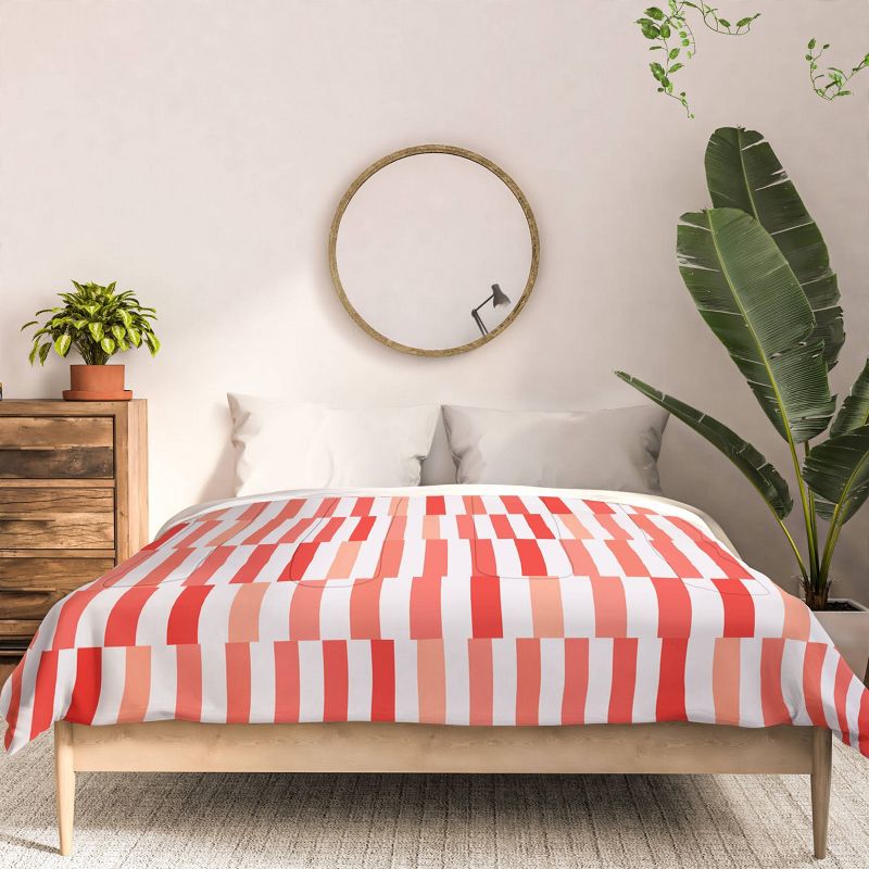 Deny Designs Fimbis Living Coral Stripes Comforter Set White, 3 of 4