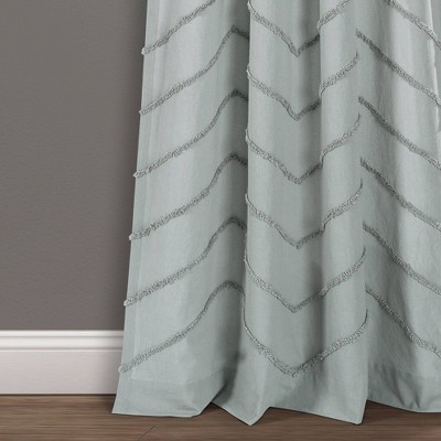 Pastel Blue Cotton Chevron Light-Filtering Curtain Panels