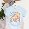 Simply Sage Market S.W.Smiley Checkered Flowers And Smiley Garment Dyed Tee - 3 of 4