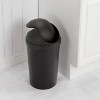 LunaLulinlk 3 gal Plastic Round Swing Top Bathroom Trash Can, Black - 3 of 4