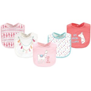 Little Treasure Baby Girl Cotton Bibs 5pk, Llama, One Size - 1 of 1