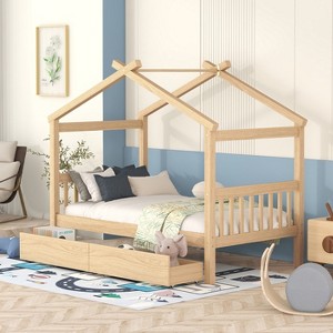 Twin/Full Size Wooden Daybed with Drawers, House Bed Frame - ModernLuxe - 1 of 4