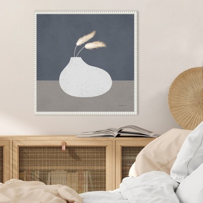 22" Sylvie Beaded White Framed Canvas Art Print