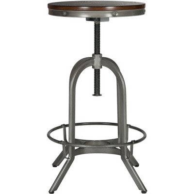 Wildomar Swivel Stool - Burnt Oak/Iron - Safavieh