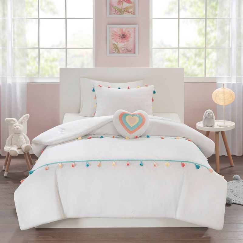 Jamie Tassel Kids' Comforter Set with Heart Shaped Throw Pillow - Mi Zone, 3 of 8