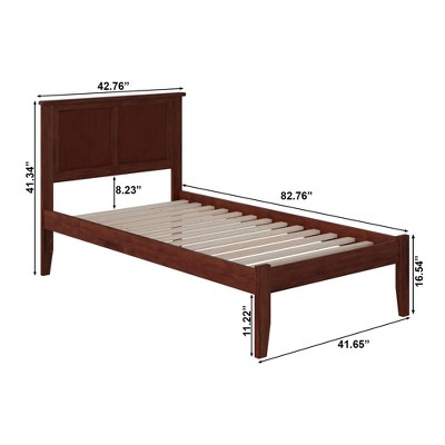 Walnut Twin XL Wood Platform Bed with Headboard