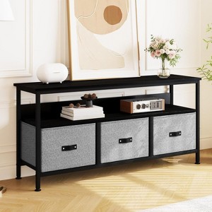 55" Rustic Modern TV Stand with 3 Fabric Drawers, Dresser Style Entertainment Center for Living Room, Bedroom - 1 of 4