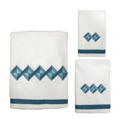 3pc Grid Overlap Towel Set White - Allure Home Creation