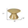 HomeRoots 30" Gold Iron Round Pedestal Coffee Table - 3 of 4