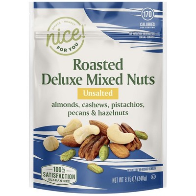 Nice For You Roasted Deluxe Mixed Nuts Unsalted, 8.75 oz