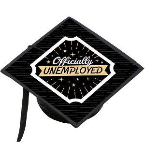 Big Dot of Happiness Officially Unemployed - Graduation Cap Decorations Kit - Grad Cap Cover - 1 of 4
