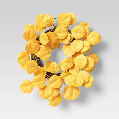 13" Artificial Leaves Wreath Yellow - Threshold™