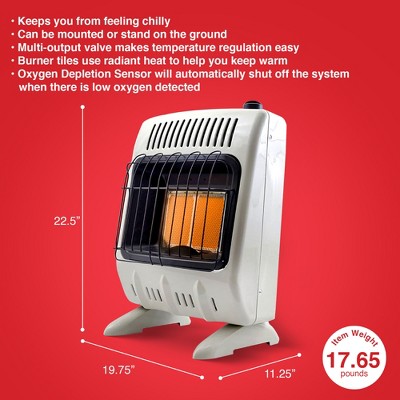 10,000 BTU Cream Propane Wall Heater with Thermostat